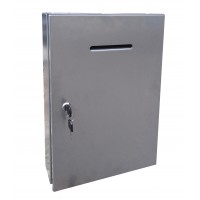 FixtureDisplays® Metal Box Mail box Secure Collection Box Ticket Box, Easy Wall Mount 18107-SILVER FLAT